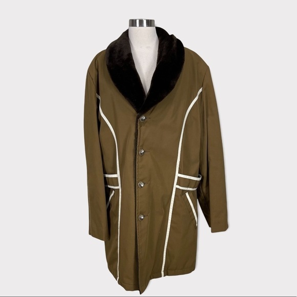 GRAIS Sportwear Vintage 70’s Brown Faux Fur Lined Western Rancher Coat 46L - Picture 3 of 13